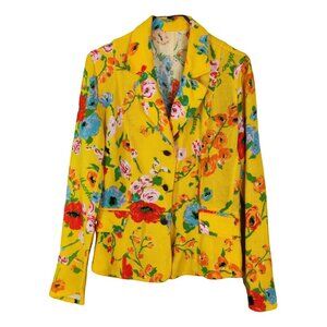 Moschino vintage 1990s colorful yellow floral rose print jacket